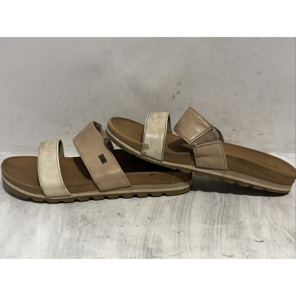 Reef Womens Cushion Vista Slides Sandals Gold Vegan Leather Flat Strappy Shoes - Picture 5 of 6